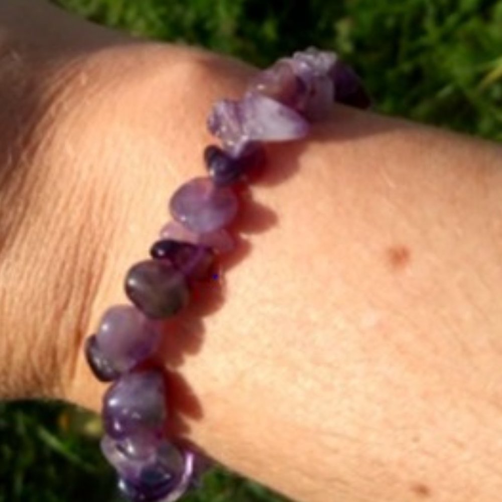 3x Amethyst Single Strand Stone Bracelet
